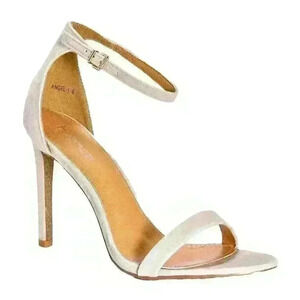 NEW NIB Boohoo Julia Two Part Glitter Sole Stiletto Heel Sandal, Nude